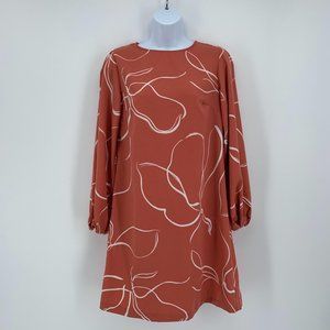 NWT A New Day Red Long Sleeve Floral Tunic Dress